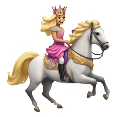 galloping horse with queen crown and pink shoes and harness and nails sticker