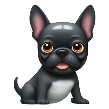 Black Frenchie wearing shark costume sticker