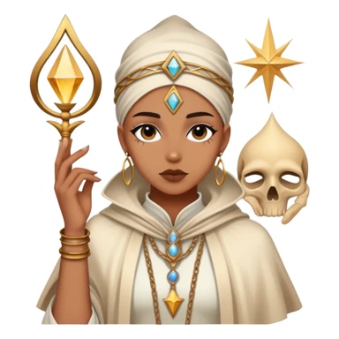 Spiritual tarot card with fashion elements, personal style oracle, mystical wardrobe symbol sticker