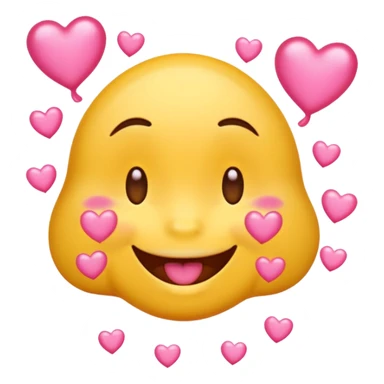 
A drooling, love-struck yellow one face emoji with floating pink hearts sticker