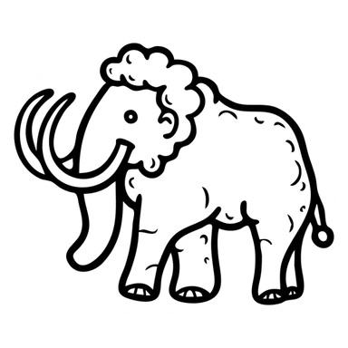 A woolly mammoth with long tusks and trunk sticker