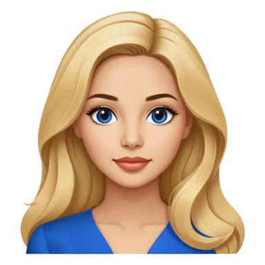 Linette Torres, Puerto Rican actress with fair complexion, beautiful facial features, bright expressive eyes, defined cheekbones, full lips with warm smile, long flowing blonde hair, wearing a stylish blue blouse sticker