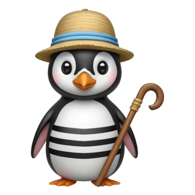 penguin wearing gondolier striped shirt and hat sticker