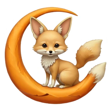 fennec on a moon sickle  sticker