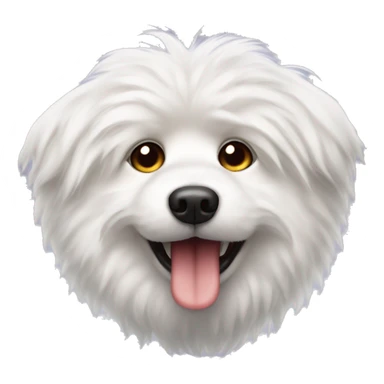 White fluffy dog with pointy ears sticking tounge out sticker