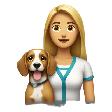 mujer adolescente con un perro sentado con una correa  sticker