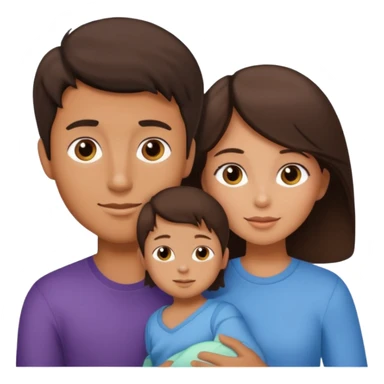 a brunette boy with his girlfriend and brunette 2 year old sticker