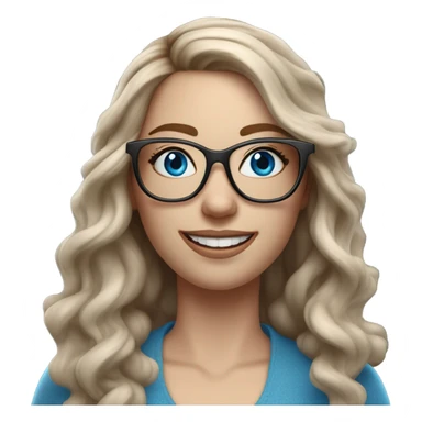 3d photo Realistic Balayage pale beautiful tattooed woman with glasses and blue eyes happy  sticker