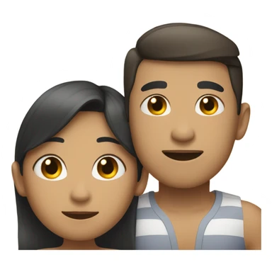 asian girl laying on the beach with american boyfriend sticker