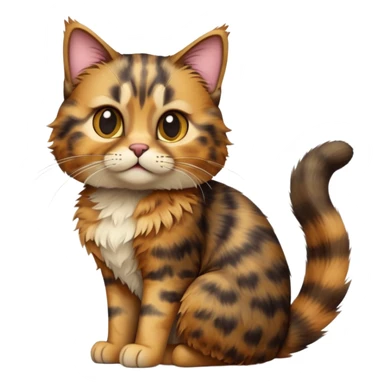 cinematic-[tortoiseshell tabby cat]-realistic-full-body-sitting-emoji,-tail-curled-playfully-around-its-paws,-head-tilted-dramatically,-scruffy-[tortoiseshell coloured]-fur,-simplified-yet-realistic-focused-features,-highly-detailed,-glowing-with-an-almost-sarcastic-glow sticker