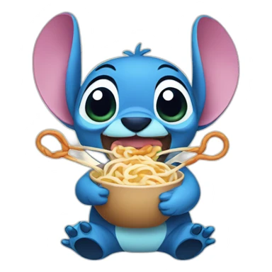 Stitch eating udon sticker