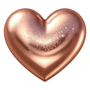 Edit the glittery gold color heart to a glittery rose gold color heart with a subtle gradient and no border. Keep the background transparent. Maintain the glittery texture and subtle gradient effect in rose gold tones sticker