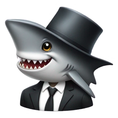girl with top hat and a shark fin sticker