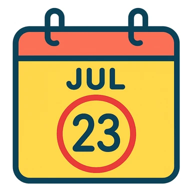 simple calendar with the date July 23 circled, minimal style sticker