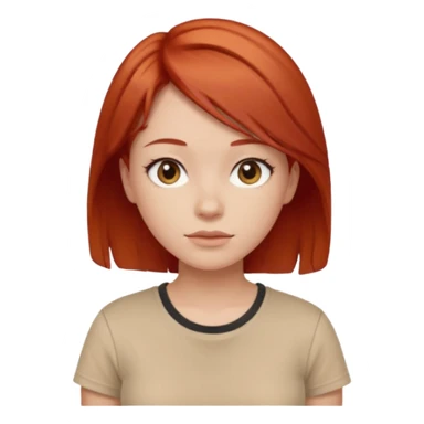 girl short-layer-red-hair wear beige T-shirt sticker