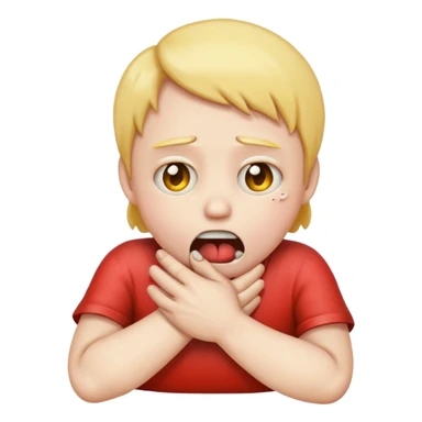 Emoji choking itself with hands sticker