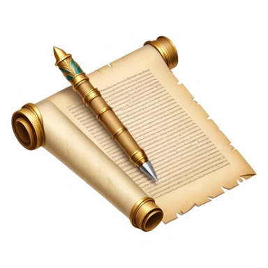 An icon showing a rolled parchment scroll, a quill pen, and ancient landmarks like pyramids and columns in the background. The design symbolizes the study of past civilizations, events, and heritage. Transparent background emphasizes the timeless exploration of human history. sticker