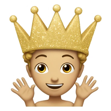 glittery crown with happy emotions on it, give it a smile sticker