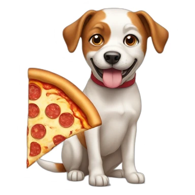 Dog with pizza sticker