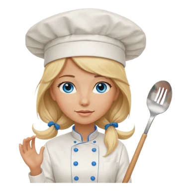 Long Blonde hair blue eyed female chef sticker