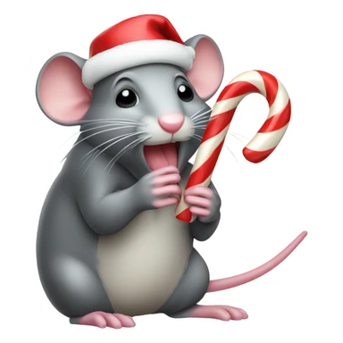 Christmas rat eating candy cane sticker