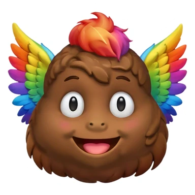 Rainbow Poop emoji face with wings sticker