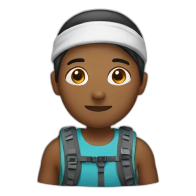 person hiking with headband sticker