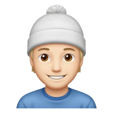 A guy head with white beanie sticker