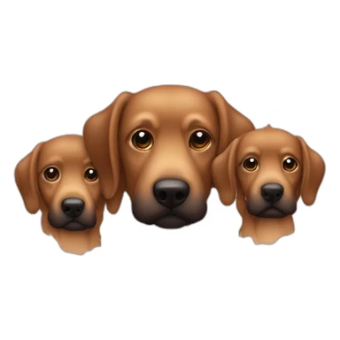Caniche marron con dos perros grandes uno rubio otro negro sticker