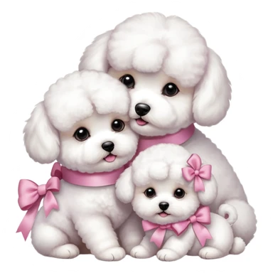 Two Bichon frise girls mom and baby girl pink sticker