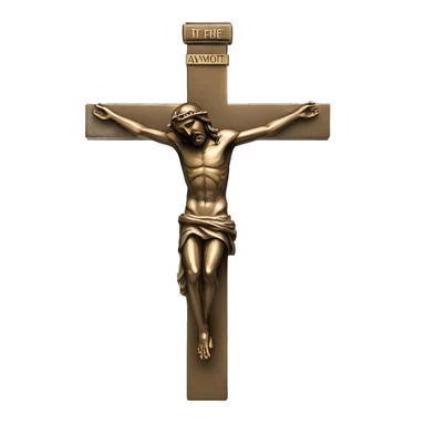 christ body statue bronze flying crucifix sticker