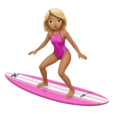 Surf girl on the board in a pink one-piece swimsuit sticker