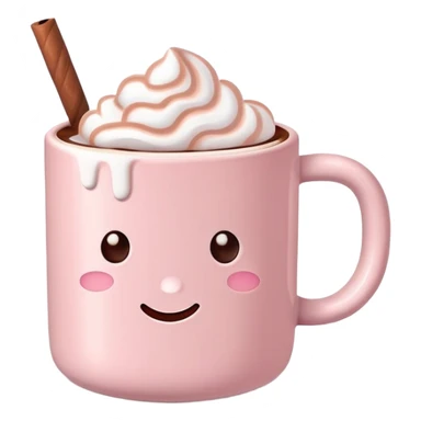 Light Pink mug of hot chocolate with marshmallows  sticker