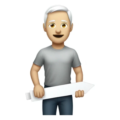 white man holding placard on stick sticker