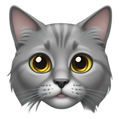 grey long hair cat huge eyes sticker