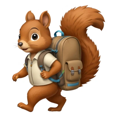 a squirrel walking with a backpack
 sticker