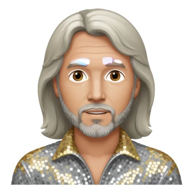 Barry Gibb from Bee Gees with light grey sequin outfit sticker