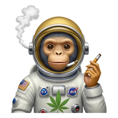 multiple apes in space suits floating smoking weed sticker