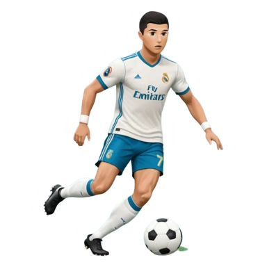 Ronaldo dribbling with a touch into a football While wearing a 2018 real madrid Retro blue kit  sticker