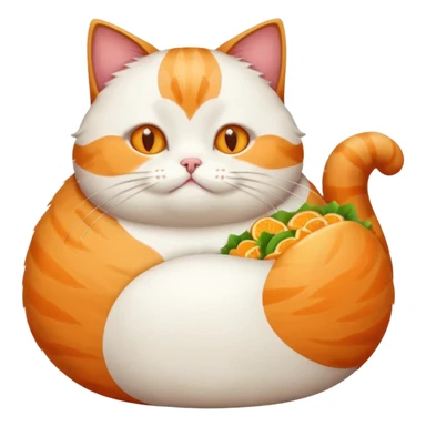 cat eating alot of food with a bloated tummy sticker