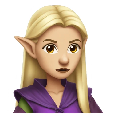 Noble female Elf with Elf ears and blonde hair and purple robes Angry angry angry expression sticker