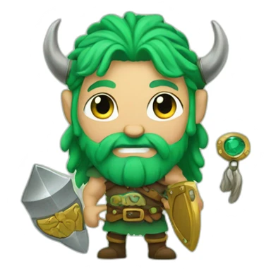 Green Haired Viking with Treasure sticker