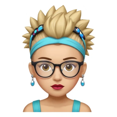 extreme mohawk person face headband glassess lots of makeup sticker