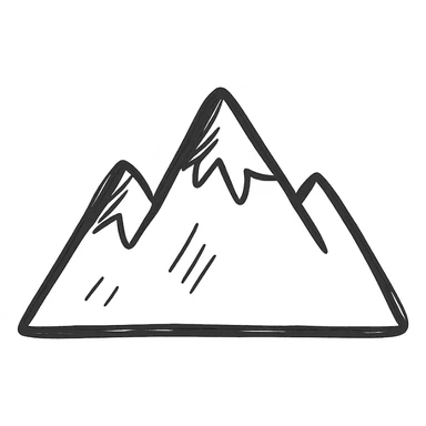 hand drawn outlined icon of a mountain, no fill sticker