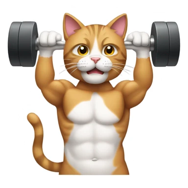 A muscular cat lifting dumbbells sticker