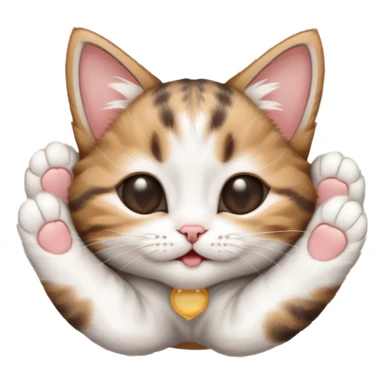 dark brown tabby and white kitten in funny positions upside down with eyes closed sticker