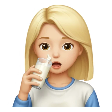 blond girl sucking milk  sticker