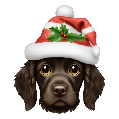 Boykin spaniel puppy Christmas hat sticker