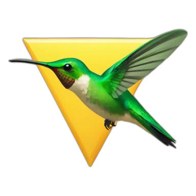 Green hummingbird against a yellow triangle background sticker
