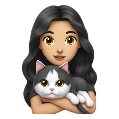 Persian girl with black and white cat, annoying sticker
